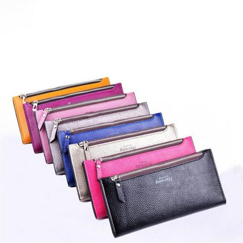 Load image into Gallery viewer, New thin version of the simple leather wallet Korean fashion simple long ladies purse wallet card holder