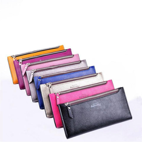 New thin version of the simple leather wallet Korean fashion simple long ladies purse wallet card holder