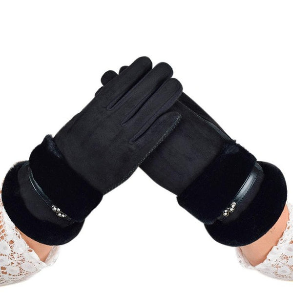 FEITONG Velvet Winter Gloves Elegant Women Lady Warm Glove Soft Wrist Thick Mitten Driving Full Finger Glove Accessories #3