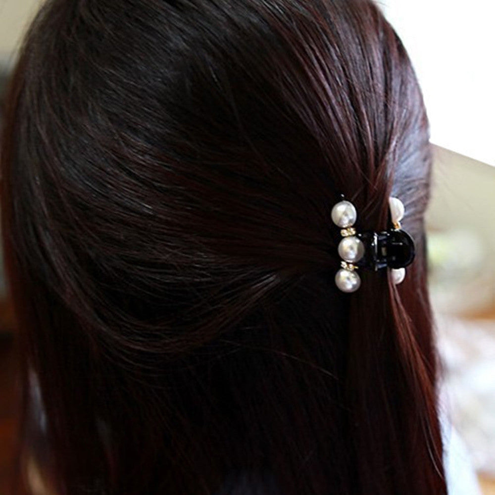 Load image into Gallery viewer, Fashion Women Lady Pearl Crystal Hair Clip Clamp Claw Hair Accessory