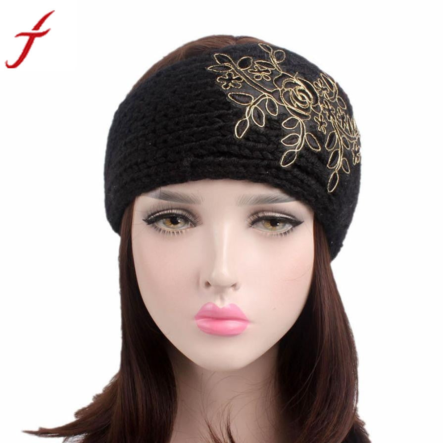 Fashion Embroidery Heanband Women Ladies Boho Turban Head Warp Hair Band Knitting Wide Elastic hair accessories for women