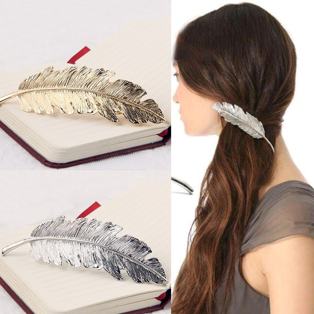 FAMSHIN 1 pc Women Lady Girl Fashion Metal Leaf Shape Hair Clip Crystal Pearl Hairpin Barrette Hair Accessories Free shipping