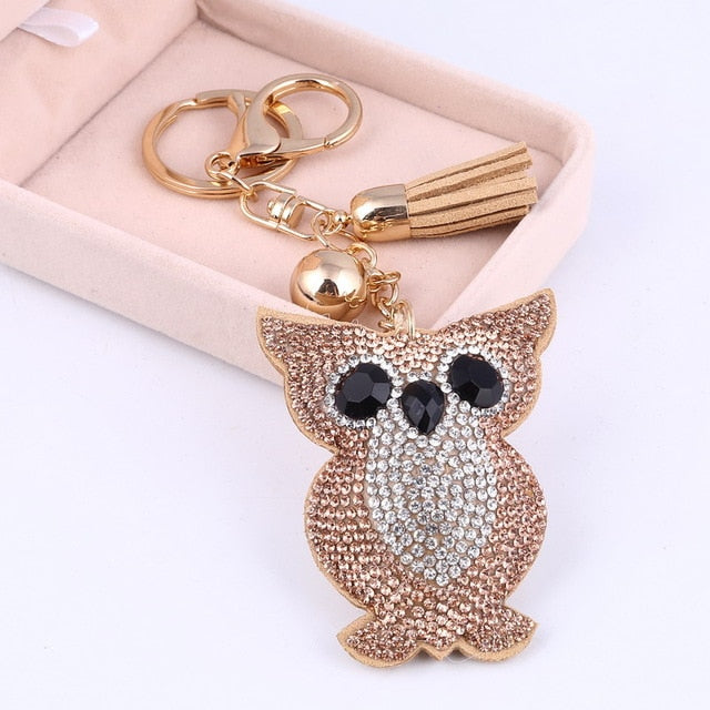 Load image into Gallery viewer, Fashion PU Leather Horse Owl Animal Key Chain Tassel Key Ring Car Bag Silver Keychain For Women Ladies Jewelry Accessories Gift