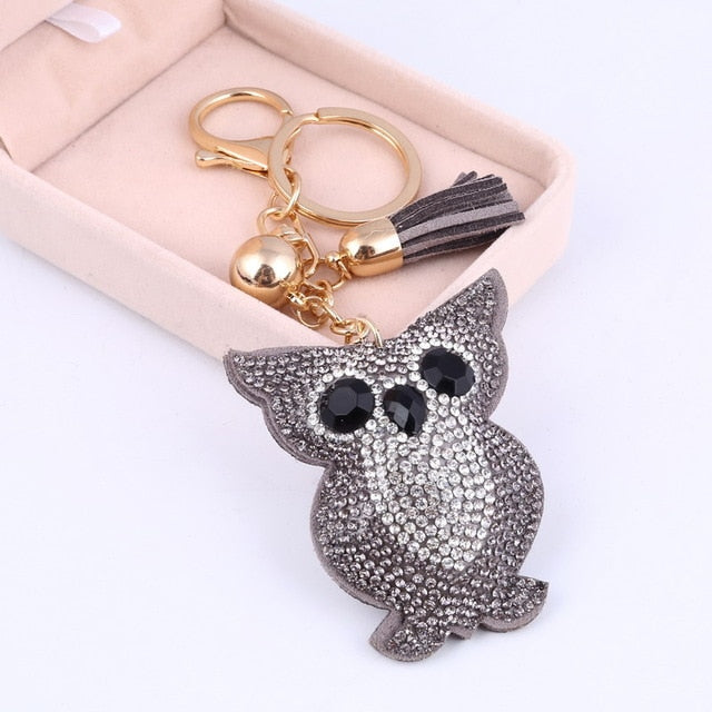 Load image into Gallery viewer, Fashion PU Leather Horse Owl Animal Key Chain Tassel Key Ring Car Bag Silver Keychain For Women Ladies Jewelry Accessories Gift