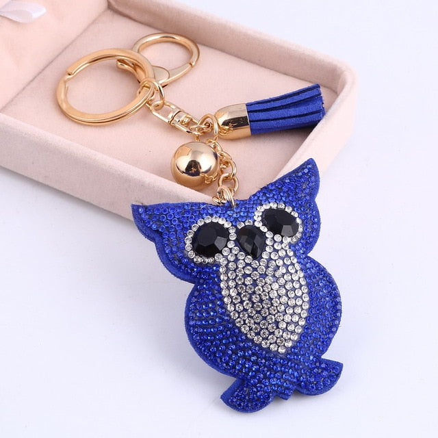 Load image into Gallery viewer, Fashion PU Leather Horse Owl Animal Key Chain Tassel Key Ring Car Bag Silver Keychain For Women Ladies Jewelry Accessories Gift