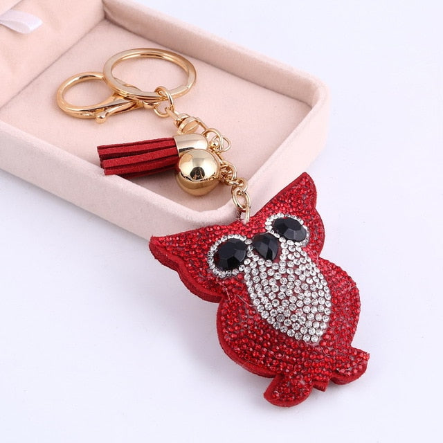 Load image into Gallery viewer, Fashion PU Leather Horse Owl Animal Key Chain Tassel Key Ring Car Bag Silver Keychain For Women Ladies Jewelry Accessories Gift