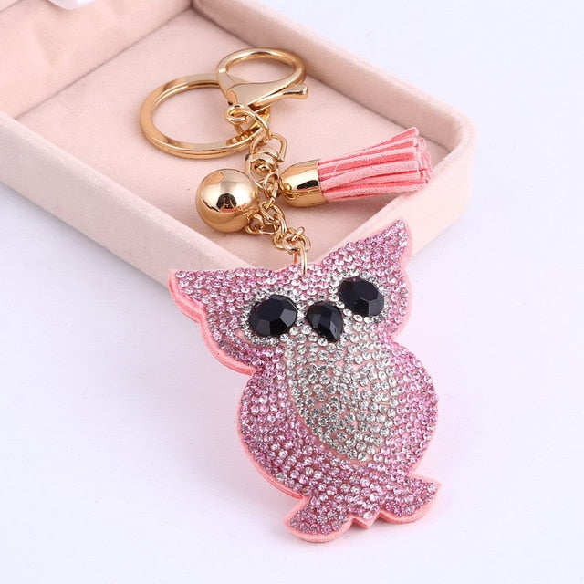 Load image into Gallery viewer, Fashion PU Leather Horse Owl Animal Key Chain Tassel Key Ring Car Bag Silver Keychain For Women Ladies Jewelry Accessories Gift