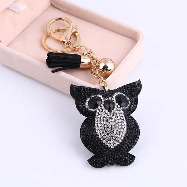 Load image into Gallery viewer, Fashion PU Leather Horse Owl Animal Key Chain Tassel Key Ring Car Bag Silver Keychain For Women Ladies Jewelry Accessories Gift