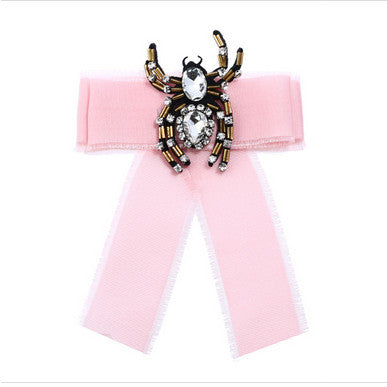 Load image into Gallery viewer, Ladies Bow Brooch Rhinestone Pin Diamond Necktie Garment Accessories