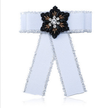 Load image into Gallery viewer, Ladies Bow Brooch Rhinestone Pin Diamond Necktie Garment Accessories