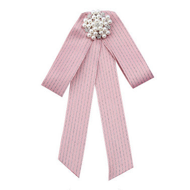 Load image into Gallery viewer, Ladies Bow Brooch Rhinestone Pin Diamond Necktie Garment Accessories