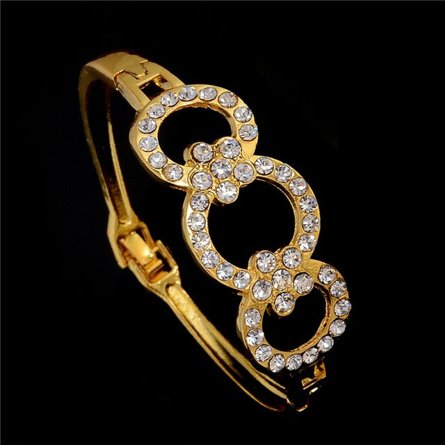 Load image into Gallery viewer, Fashion Gold Cuff Bracelets &amp; Bangles for Women Crystal Jewelry Female Charms Bracelet Ladies Pulseiras Bijoux Accessories