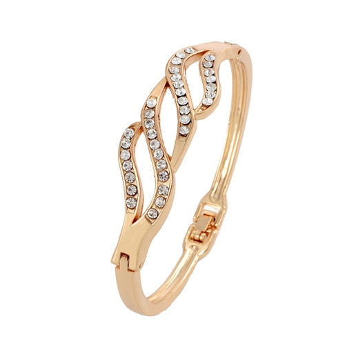 Fashion Gold Cuff Bracelets & Bangles for Women Crystal Jewelry Female Charms Bracelet Ladies Pulseiras Bijoux Accessories