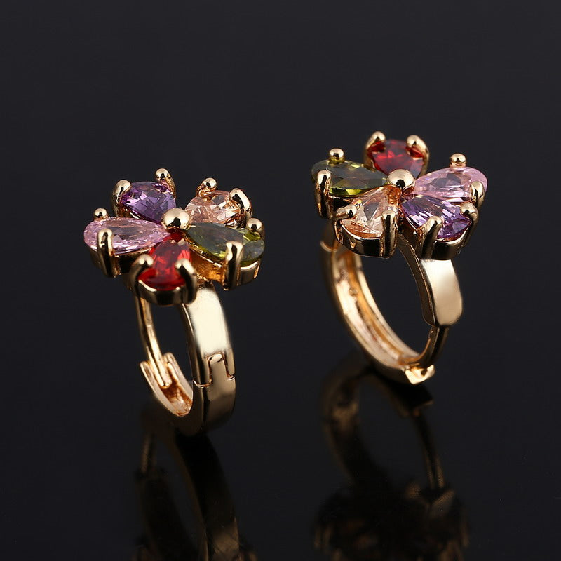 New Arrival Luxurious Hoop Earring Ladies Fashion Shining Colorful Crystal Zircon Earrings for Women Wedding Accessories