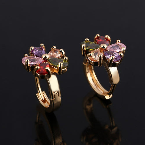 New Arrival Luxurious Hoop Earring Ladies Fashion Shining Colorful Crystal Zircon Earrings for Women Wedding Accessories