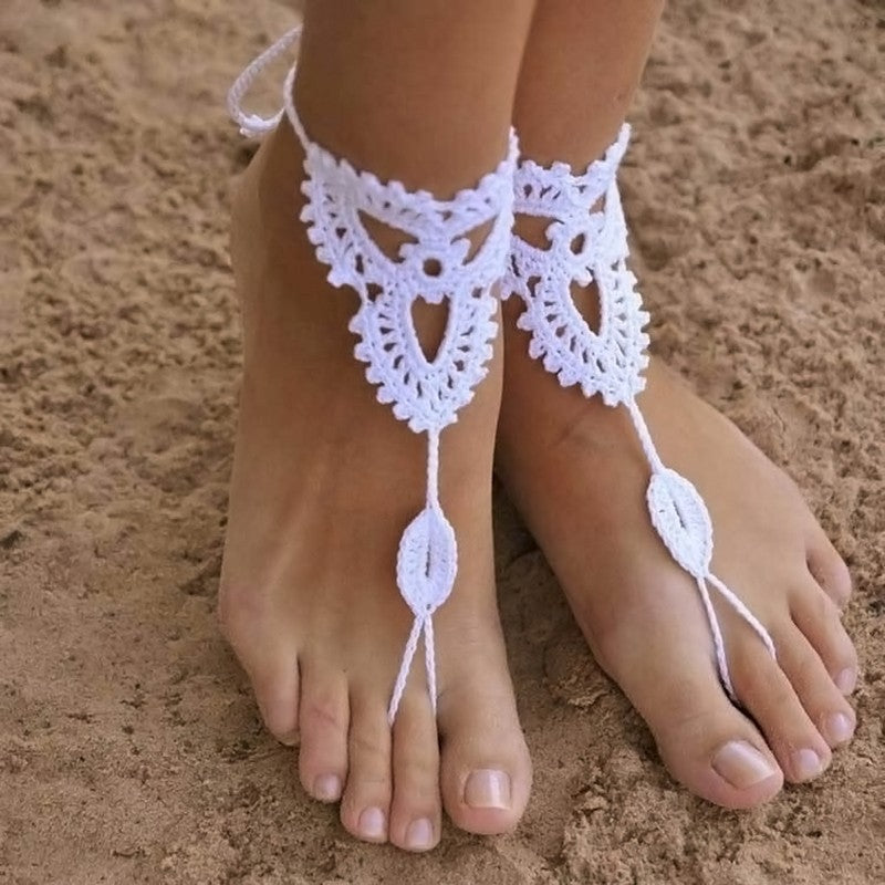 Sexy Lady's Boho fashion Accessories Barefoot Anklet Crochet Cotton Ankle Chain